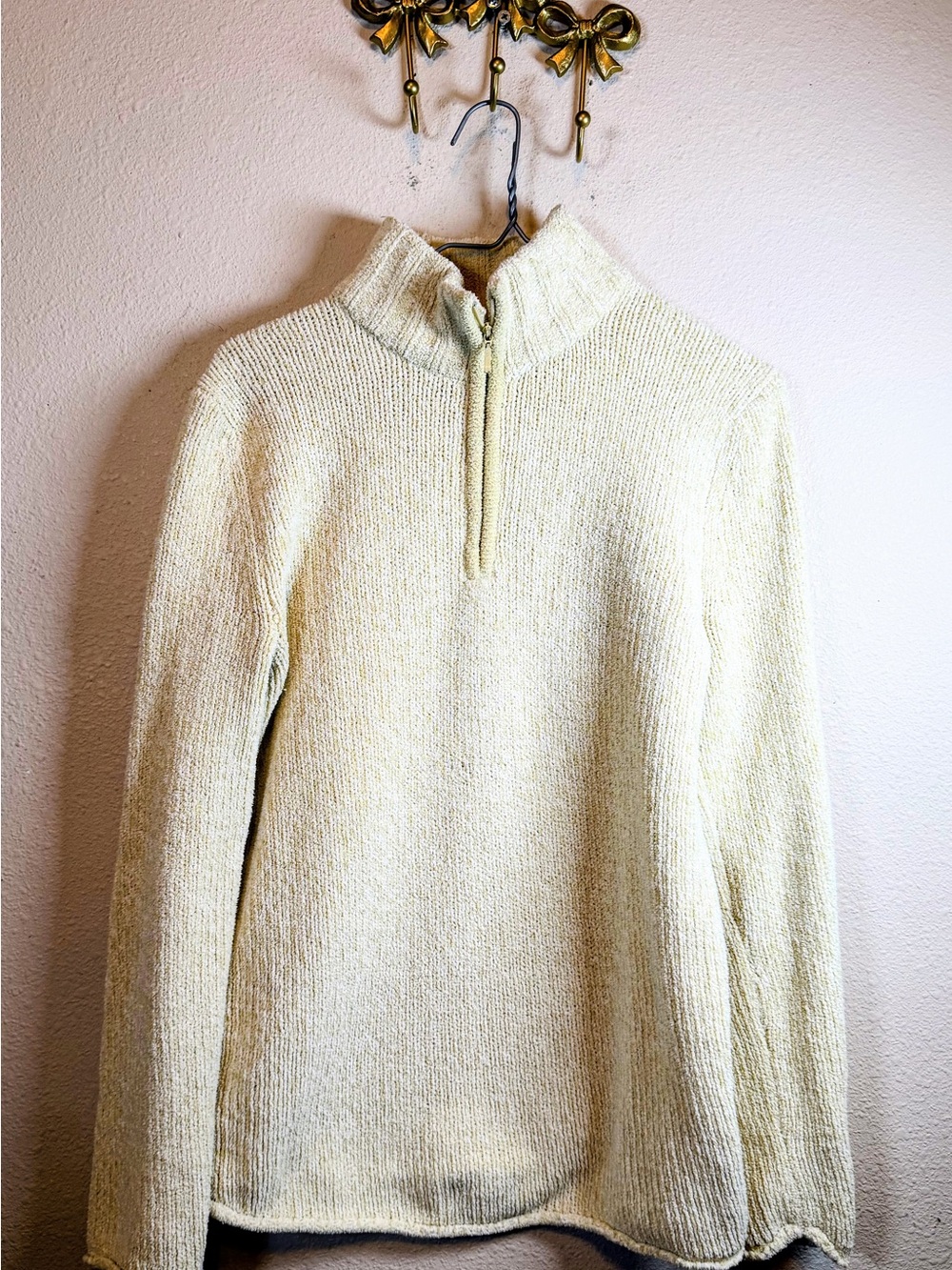Cream Half-Zip Knit Long Sleeve Sweater. Size S based on measurements